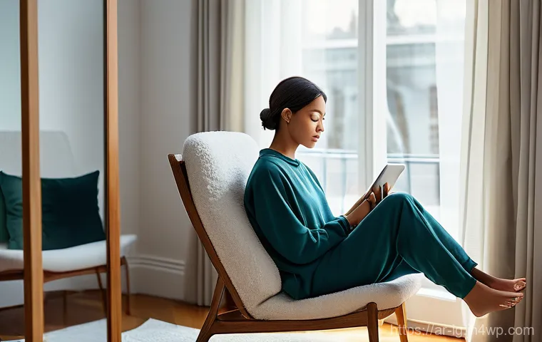정신건강 테크의 사용자 지속성 연구 - **Prompt 1: The Personal Wellness Journey**
"A young adult, wearing comfortable yet modest loung...