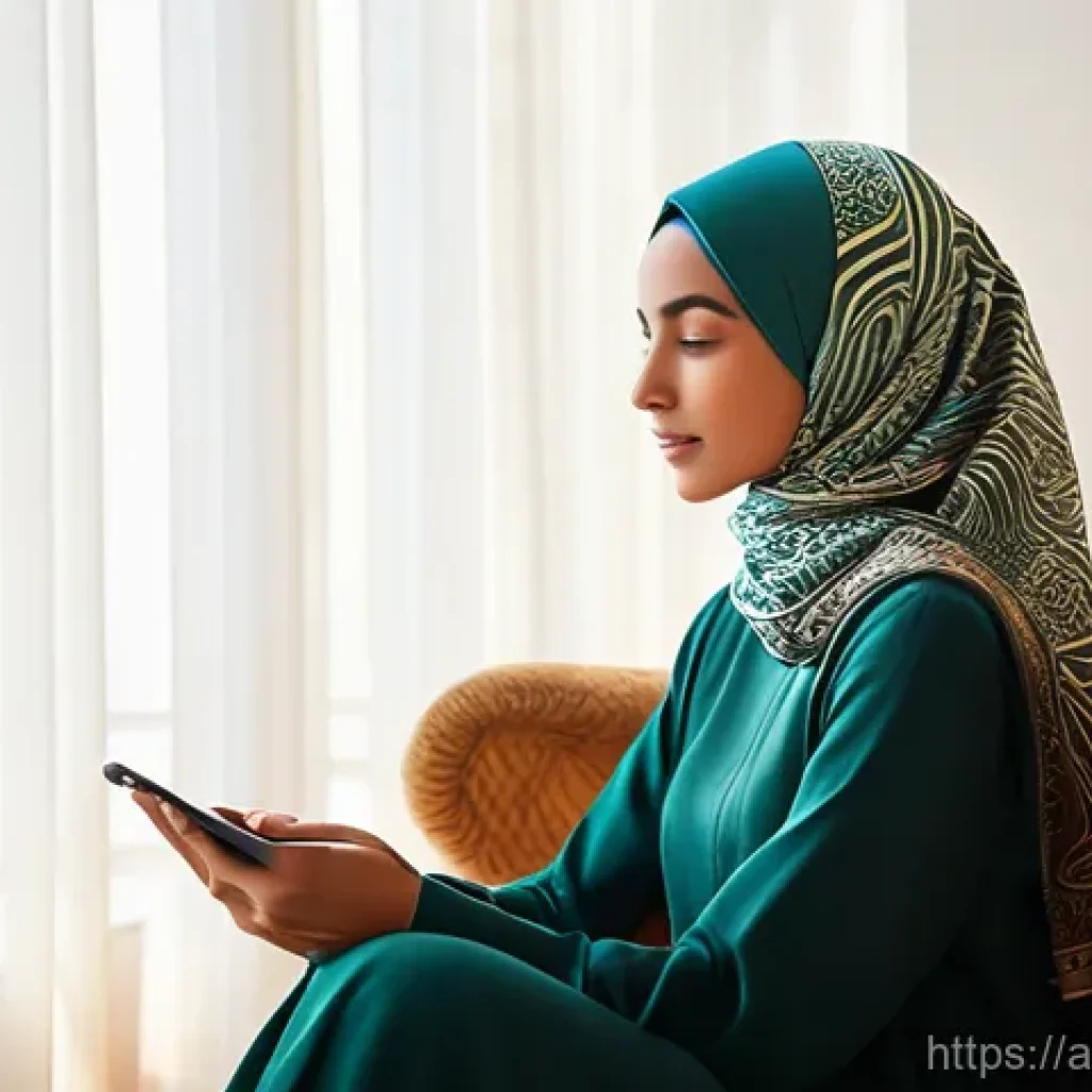 정신건강 관리 앱 추천 및 리뷰 - **Prompt:** A young Arab woman, in her mid-twenties, seated comfortably on a plush, velvet-covered s...