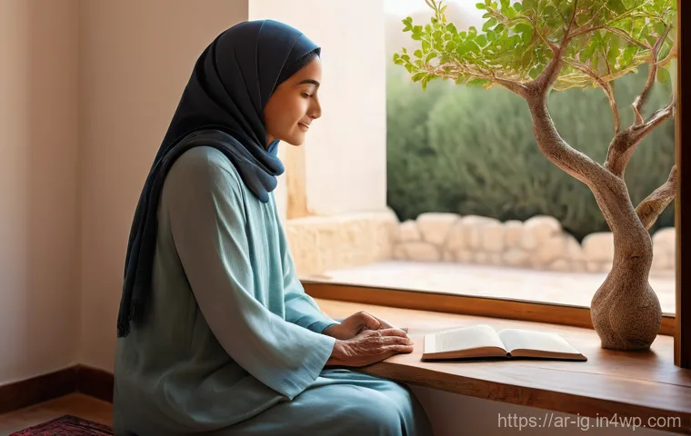 정신건강 테크와 전통 치료법의 통합 - **Intergenerational Serenity: Blending Wisdom and Technology**
A young adult, dressed in modest,...